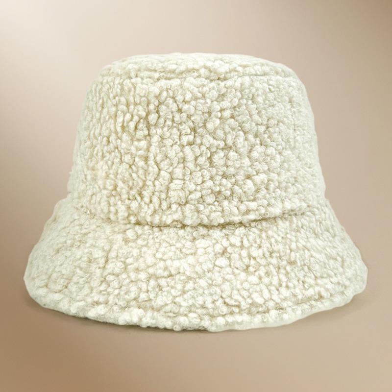 Autumn and winter thermal basin hat retro bucket hat word men and women lamb wool bucket hat