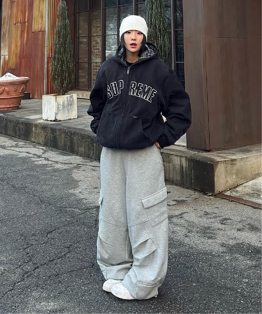 FDR Slant Pleats Multi Cargo Sweat Pants M.Gray