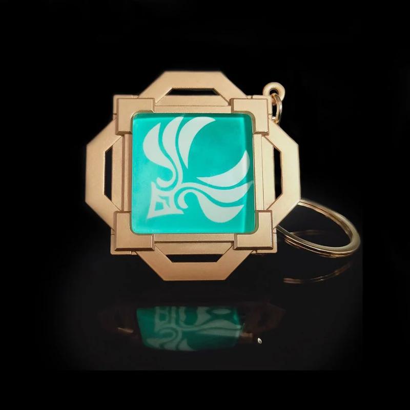 New Teyvat Vision Fontaine Water God Focalors Lyney and Lynette Keychain Luminous 7 Element Eye Of God Toy KeyRing