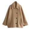Women's Oblique Button Loose Batwing Sleeve Jacket Coat Lapel Double Pocket Warm Solid Vintage Outerwear Fall Winter Coat