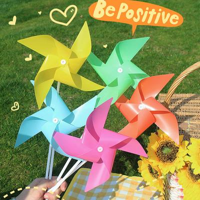 10PCS/Pack Colorful Windmills 19CM Size Random Mixed Color DIY Decorative Windmill Flower Garden Parterre Camping Decoration ZYF
