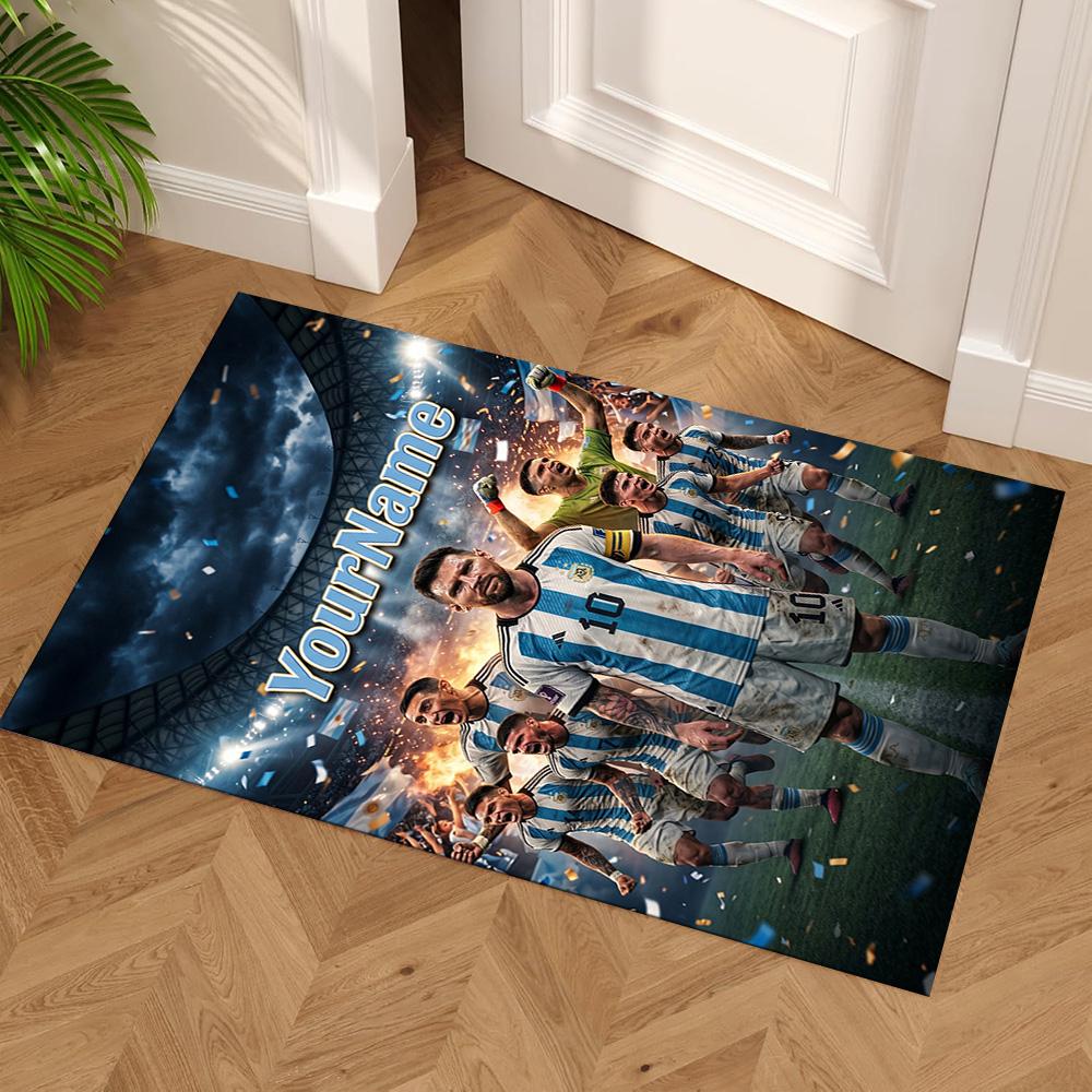 Messi Customizable Name Area Rug Design for Kitchen Dormitory Game Room Playrooms Antislip Carpet Anime Office Decor