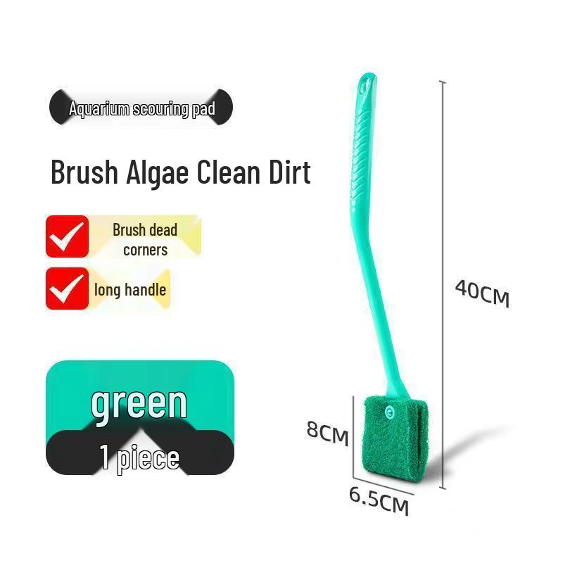 Long Handle Magnetic Double-Sided Fish Tank Cleaning Brush with Sponge Scraper for Aquatic Plant Tanks