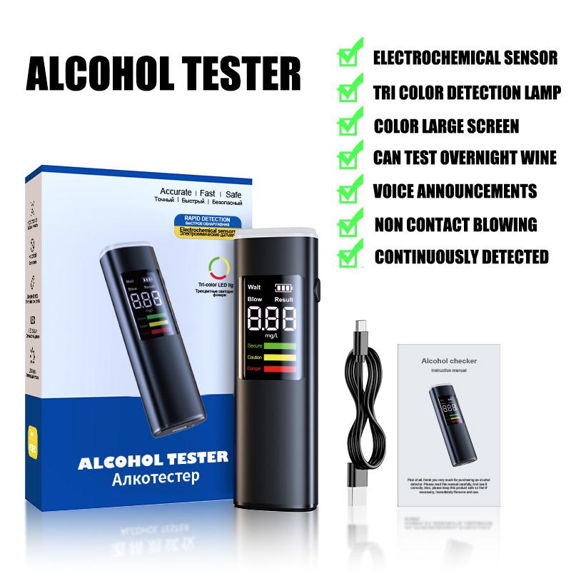 Electronic Breathalyzer Breath Alcohol Detector Portable Professional High Sensitivity Type-c Charging Drunk Driving Car Tester