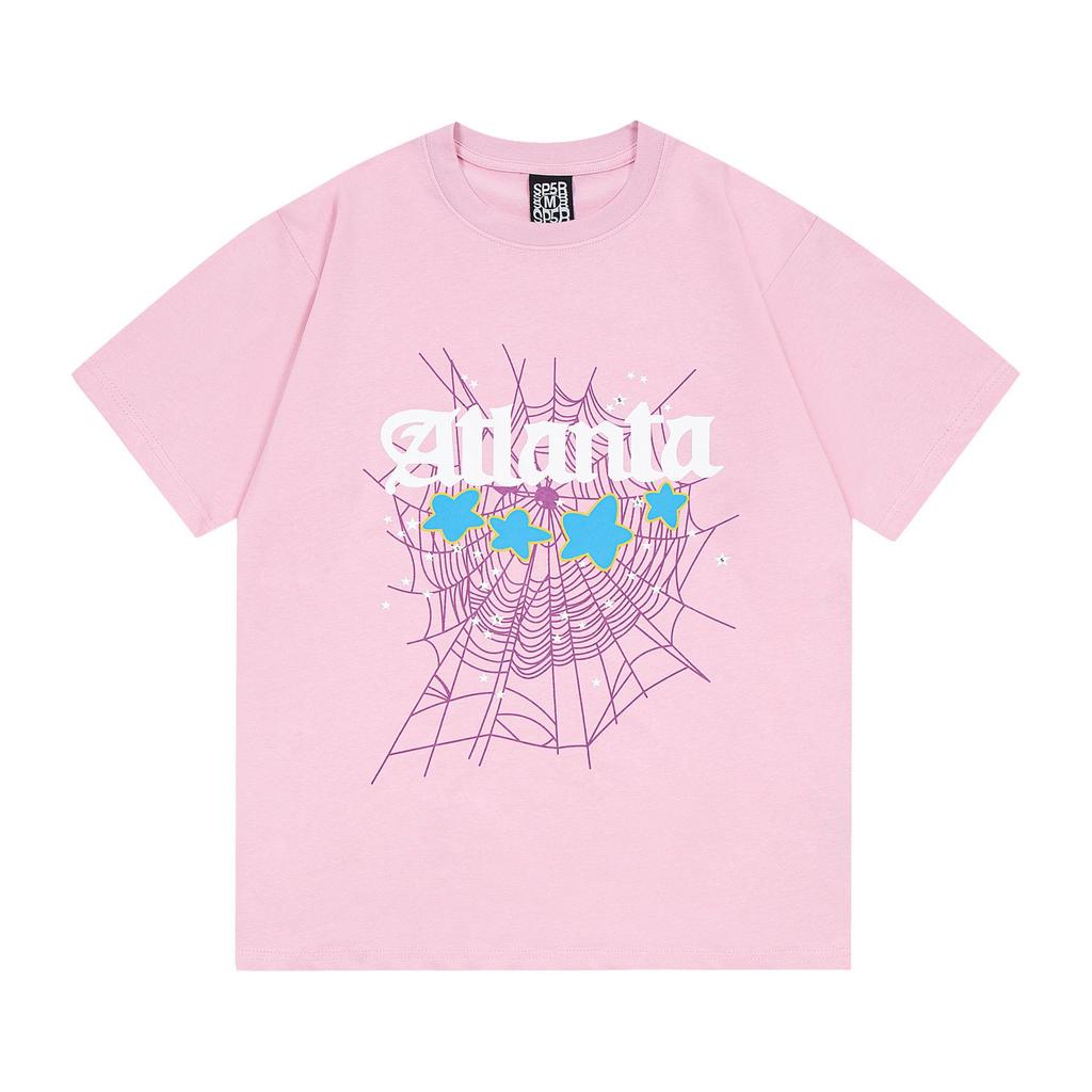 New Trendy Spider Web Print Short Sleeve Men's T-Shirt - Celebrity Style