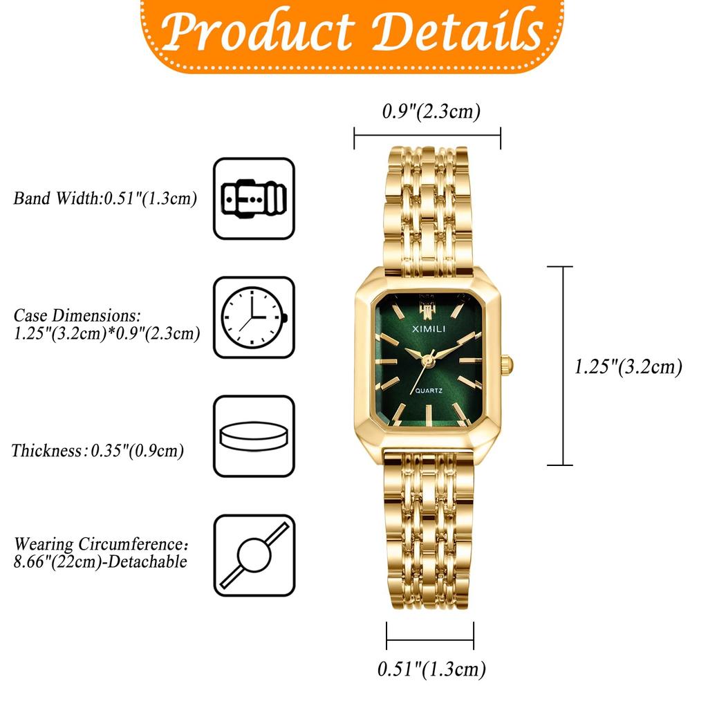 Waterproof Analog Quartz Watch with Adjustable Gold Stainless Steel and Dial Lightweight and Slim Design Perfect Gift for or Christmas Women's