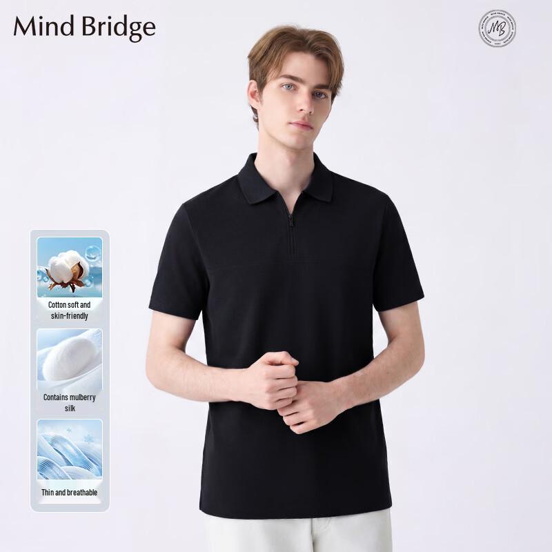 

Mind Bridge Men s Short Sleeve Zipper Polo Shirt M