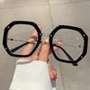 Man Women's Fashionable Plain Glasses Polygonal Frame Versatile Side Hollow Design Casual Comfortable Protective