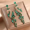 2023 Retro Long Leaf Tassel Teardrop Rhinestone Earrings