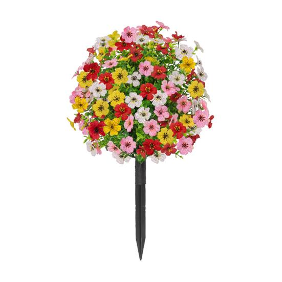 Artificial Violet Topiary Ball UV Resistant Violet Blooms Fake Evergreen Plants Flowers Brush with Ground Spike for Outdoor Indoor Garden Decor