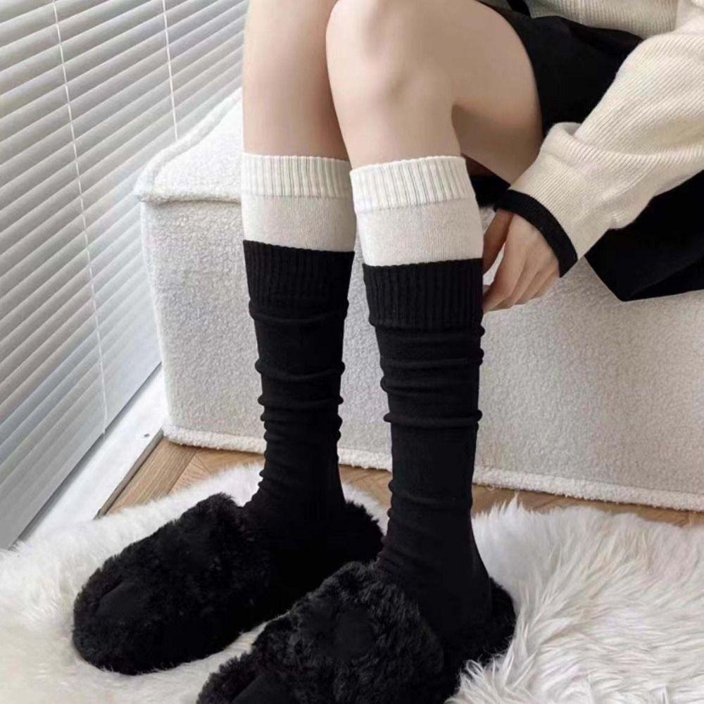 

JK Long Tube Stockings Mid-calf Girl Golf Socks Simple High Tube Socks Running белый/зелёный