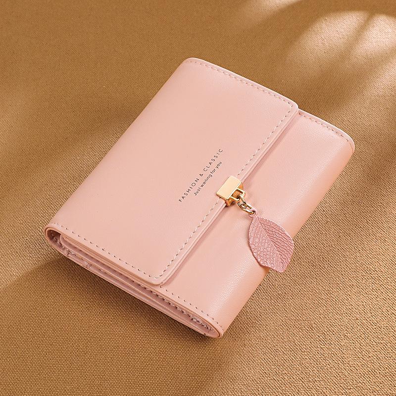 Cowhide Women'S Wallet Folding Short Wallet Multi-Card Wallet Multi-Function Light Luxury Simple Change Bag
