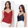 Summer Sleeveless Satin Base Casual Tank Tops Women Pile Collar Sexy Loose Tanks Women's Camis Elegant Slim Fit Simple Female Straps Tank Vest 26559