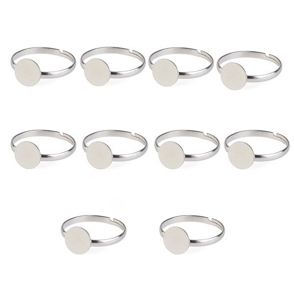 10pcs 8mm Silver Plated Adjustable Blank Ring Bases uygun fiyatlı satın