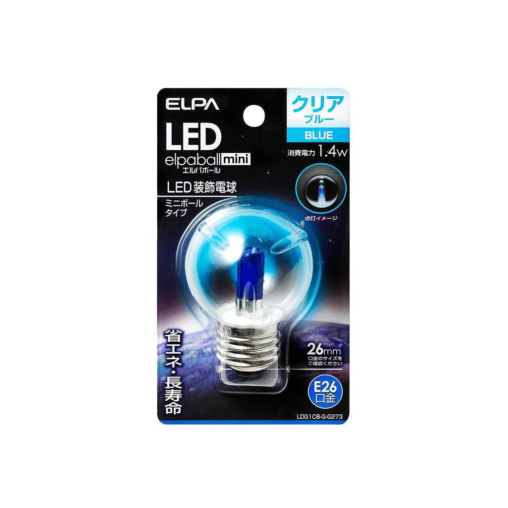ELPA LED Decorative Bulb, Mini Ball Shape, 26mm Base, G50, Clear Blue, LDG1CB-G-G273