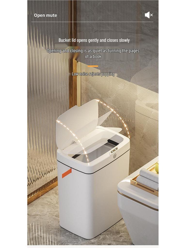 Hands-Free Automatic Trash Can with Smart Lid for Bathroom Use