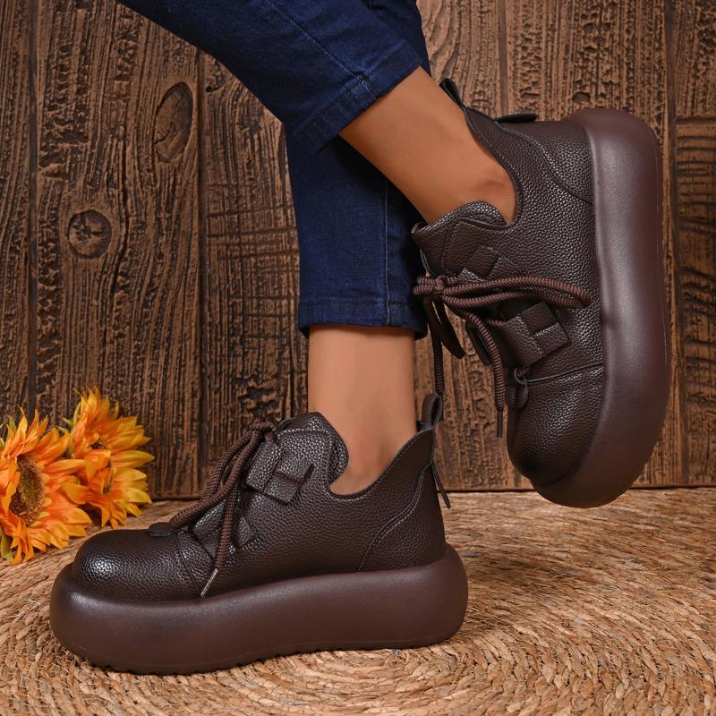 

Простые ретро ботинки Мартина на толстой подошве с увеличением высоты женские осенние новые верхняя одежда женская обувь темпераментные короткие ботинки 40 темно-коричневого