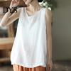 Women Solid Color Vest Round Neck Sleeveless Tank Tops Versatile Top For Loose Fit Thin Sport Streetwear