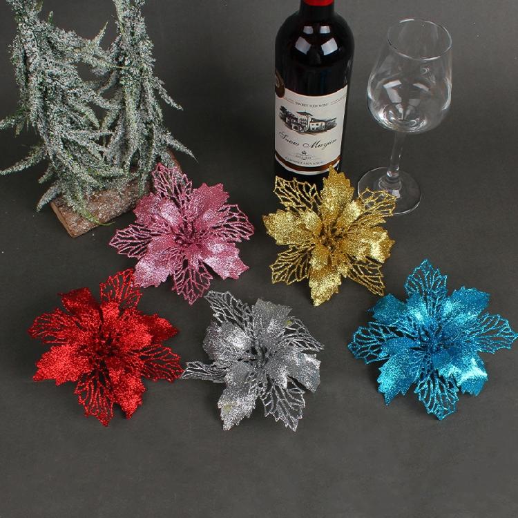 Artificial Glitter Christmas Flower Set of 6 Decorative Wreaths Wedding Party
