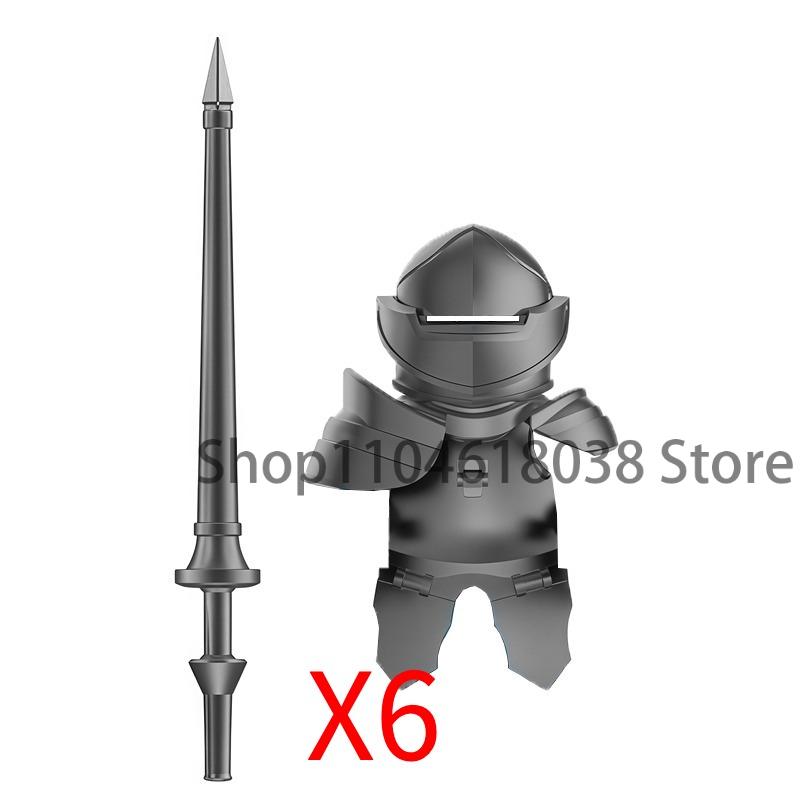 Medieval Castle Soldier Action Figures Building Block Empire Templars Lancer Warrior Militia Helmet Shield Sword Bow Toy Gifts