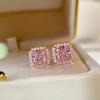 Pink Synthetic Gemstone Stud Earrings - Hypoallergenic, perfect for weddings, daily wear, and April birthdays.