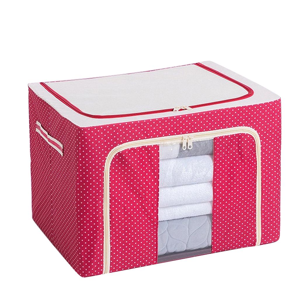Stackable Storage Bag with Metal Frame Wardrobe Organizer with Zipper Quilt Blanket Closet Clothing Organizer for Duvets Clothes