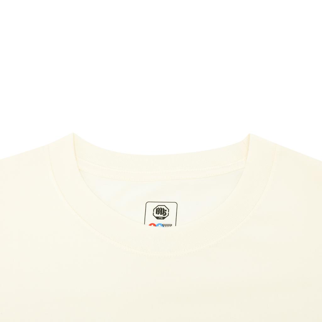 Men's Li-Ning T-Shirts Men's Vanilla White Crew Neck Moderate Straight Fit