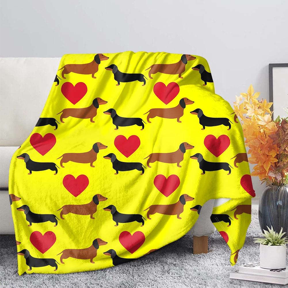 Dachshund Blanket Fluffy Soft Warm Sausage Dog Throw Blankets for Bed Sofa Lightweight Plush Sheet Bedspread Flannel Cozy Cover