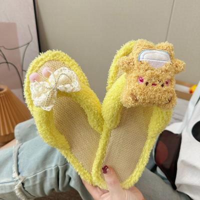 Fashion Home Slippers Women Cute Cotton Slippers 2024 Winter Indoor Anti-skid and Warm Versatile Flip Flops Plush Slippers for Women