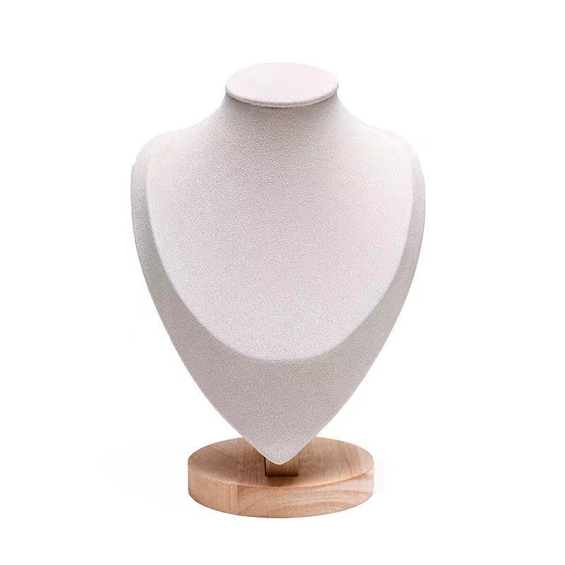 Solid Wood Velvet Jewelry Display Stand for Necklaces and Pendants