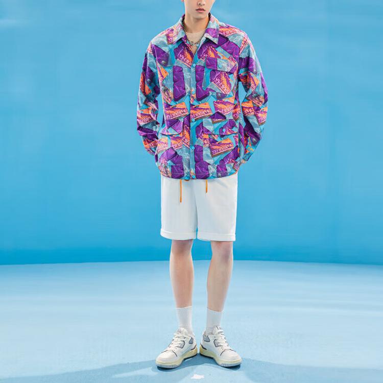 Anta Full Print Single Button Long Sleeve Jacket Men Jacket Purple 152328605-1