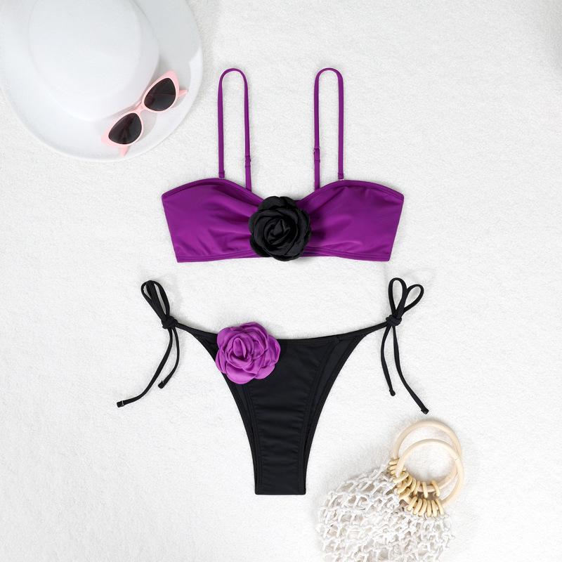2025 3D květinové bikiny: Stylové evropské a americké dvoudílné plavky