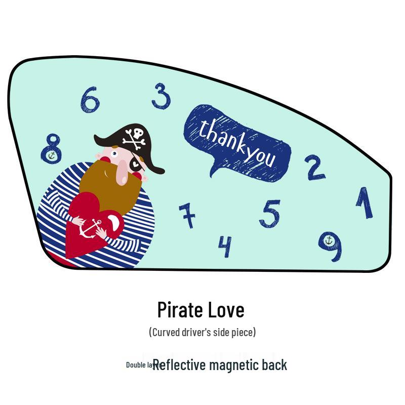 Car Magnetic Curtains - Cartoon Pirate UV Protection Blackout Sunshade