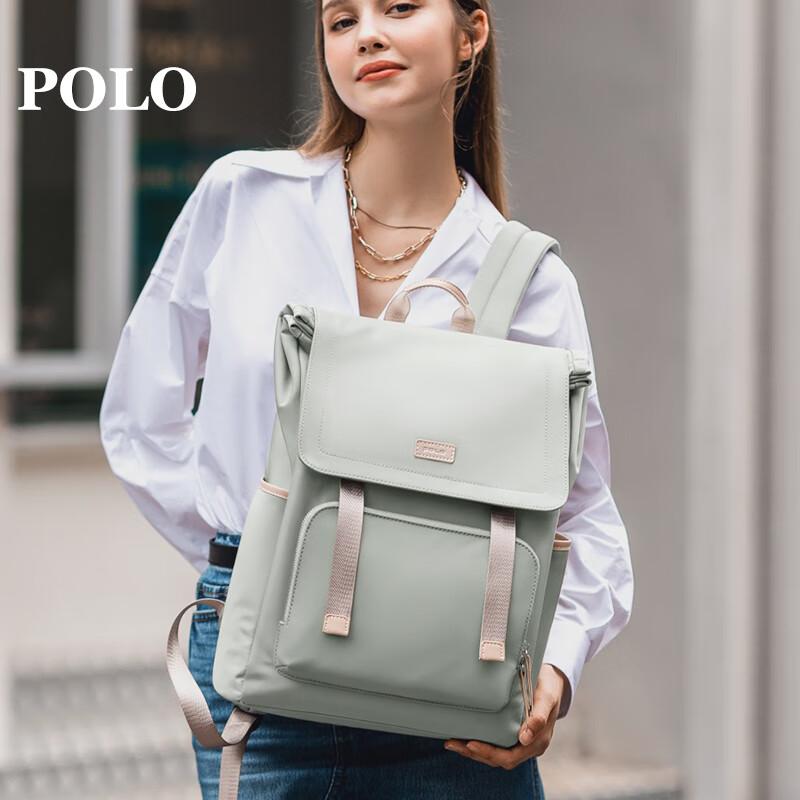 POLO Women\'s Backpack, Travel Bag, 15-Inch Laptop Bag, Casual Bookbag, Versatile, Sea Breeze Gree
