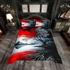 Homewish Wildlife Wolf Duvet Cover SetRetro Fantasy Theme Bedding SetRed Gold Black Bed Set For Boys Kids