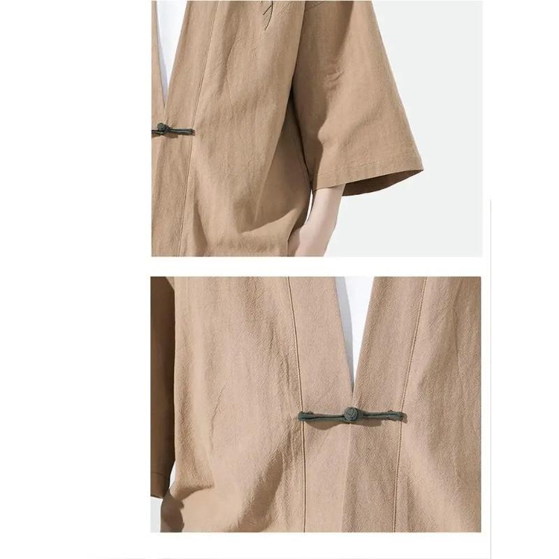Summer Men's Cardigan Japanese Kimono Samurai Costume Clothing Bamboo Embroidered Kimono Shirt Yukata Haori Casual Coat