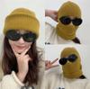 One hat and two wears~ Winter face kini windproof and warm cycling knitted hat balaclava cap pullover wool hat