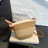 Spring Popular Vacation Style Straw Woven Bucket Woven Bag Women's Seaside Large Capacity Versatile Single Shoulder Messenger Bag Fashion
