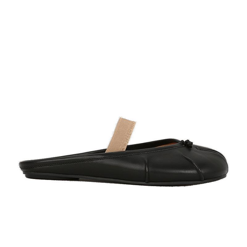 Shoes Lambskin Split-toed Flat Bottom Mary Jane Pig's Trotter Single Shoes Women's Half Slippers Summer