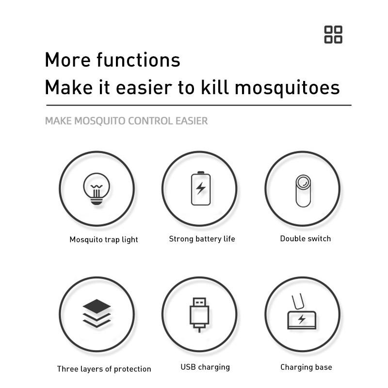 Electric Mosquito Killer USB Rechargeable Intelligent Fly Swatter Mosquito Trapper 2 In 1 Summer Fly Swatter Trap Flies Insect Killer Pest Control