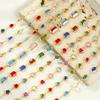 1PC Multicolor Brass Glass Handmade Link Chain Bracelet 18K Gold Plated Geometric Flower Heart Jewelry For Women Exquisite Gift