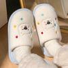 Thickened thermal cotton slippers Winter home 2025 new home indoor couple antibacterial plush slippers