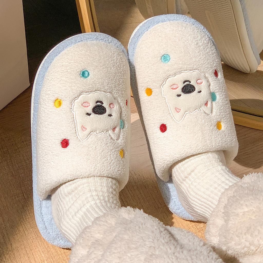 Thickened thermal cotton slippers Winter home 2025 new home indoor couple antibacterial plush slippers