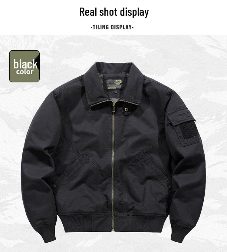 2024 Men's Casual 95% Cotton High Collar Pilot Jacket for Spring & Autumn