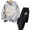 67 Chic Children's Hoodies Set 4-13Y Korean Streetwear Block Tracksuit Fashion Comfortable Kids Sweatshirt 2 Pcs Sets Pant Suit