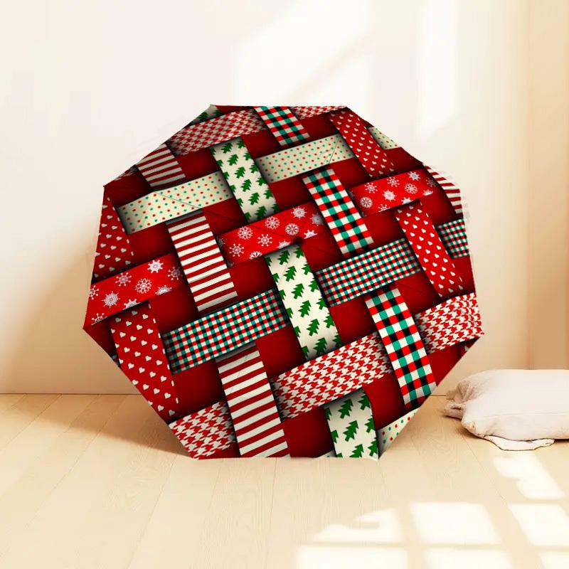 1pc Christmas, Plaid Pattern Umbrella  Automatic Opening and Closing Umbrella, High quality Umbrella, Ideal Gift for Her 218