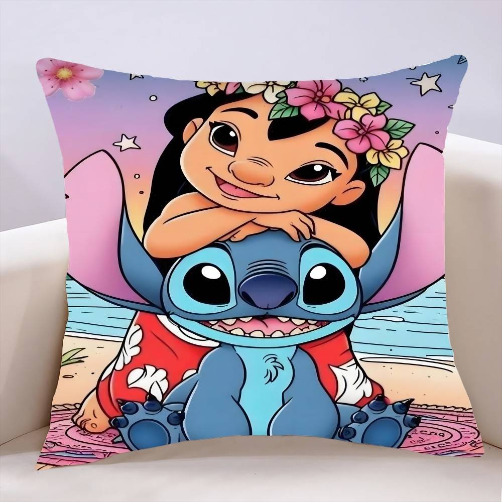 L-Lilo CartoonS-Stitchs Pillow Case Cushion Cover Soft Cute Throw Pillow Case For Car Sofa Pillowcase Polyester With Zipper