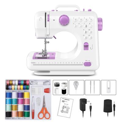 Beginner-friendly Electronic Sewing Machine with 12 Stitch Types, Reverse Stitch Function, 2-way Power Supply, 42-piece Sewing Kit Included, Adjustabl