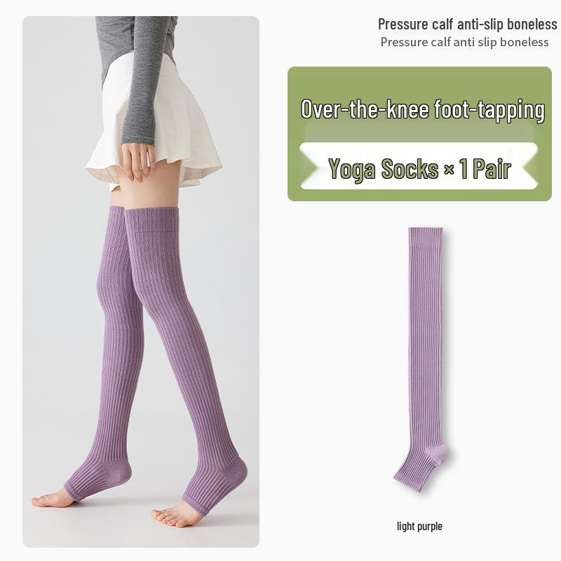 Women's Solid Color Over-the-Knee Yoga Socks - Warm, Autumn/Winter Leg Warmers, Slouch Pilates Fitness Socks