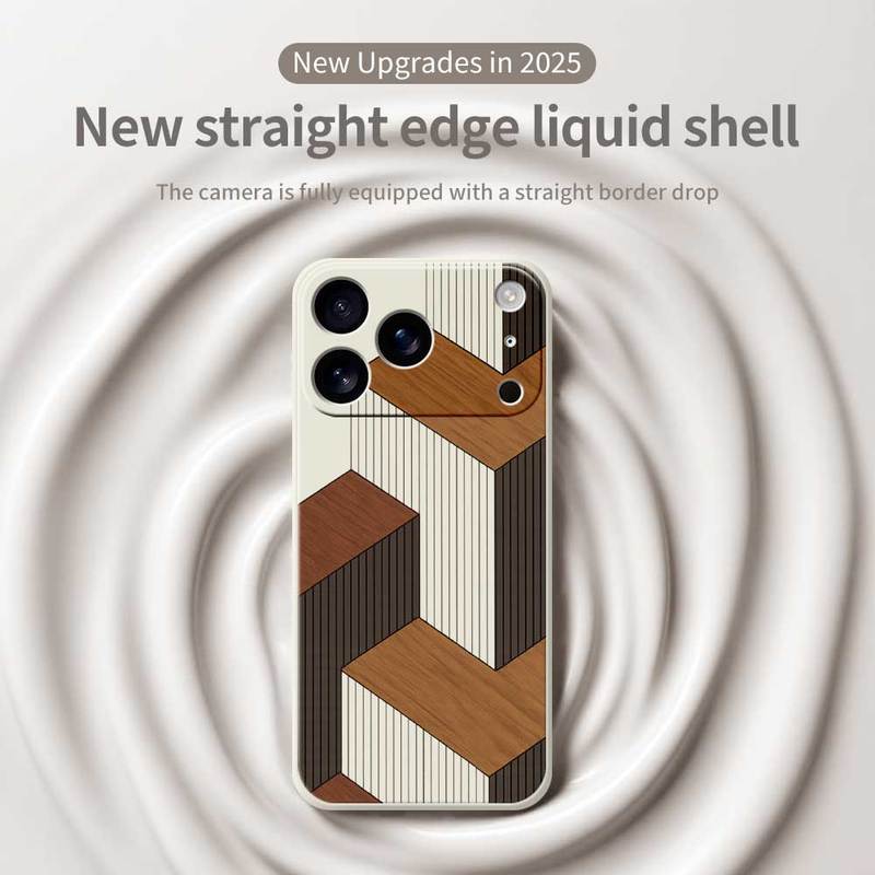 Geometric Wooden Phone Cases For iPhone 17 Pro Max 17 Air 16 15 14 13 12 11 Pro Max XS Max 7 8 Plus 16e 16 Plus TPU Cover Coque